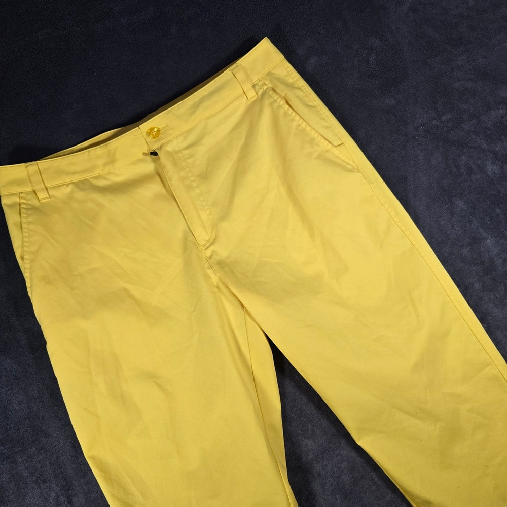 Fila Sport Golf Pants Flat Front Yellow Polyester Flat Front Mens Size 32‎